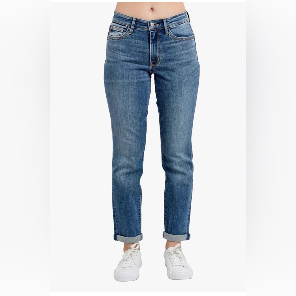 Judy Blue Mid Rise Cuffed Boyfriend Jeans